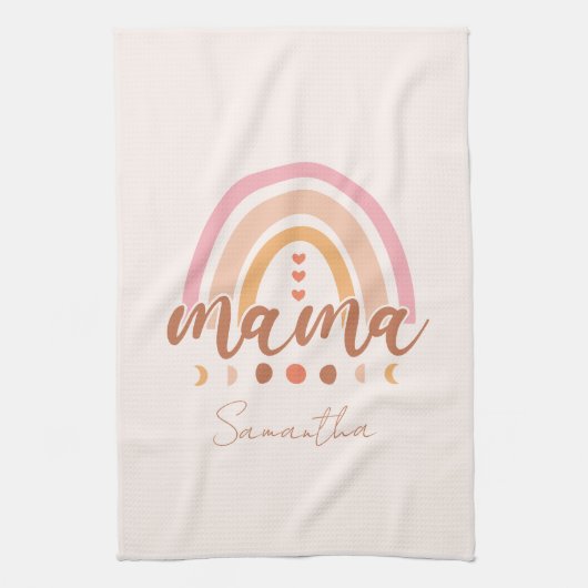 Linge De Cuisine Boho Rainbow Mama avec phases de lune (Vertical)