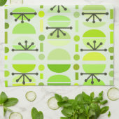 Linge De Cuisine Boho Retro Bowls Lines Chartreuse (Plié)