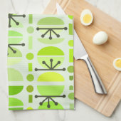 Linge De Cuisine Boho Retro Bowls Lines Chartreuse (Quart Plié)