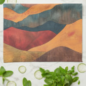 Linge De Cuisine Boho Sunset Over Mountains - Paysage Rétro (Plié)