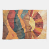 Linge De Cuisine Boho Sunset Over Mountains - Paysage Rétro (Horizontal)
