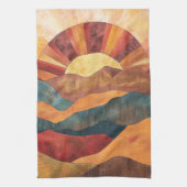 Linge De Cuisine Boho Sunset Over Mountains - Paysage Rétro (Vertical)