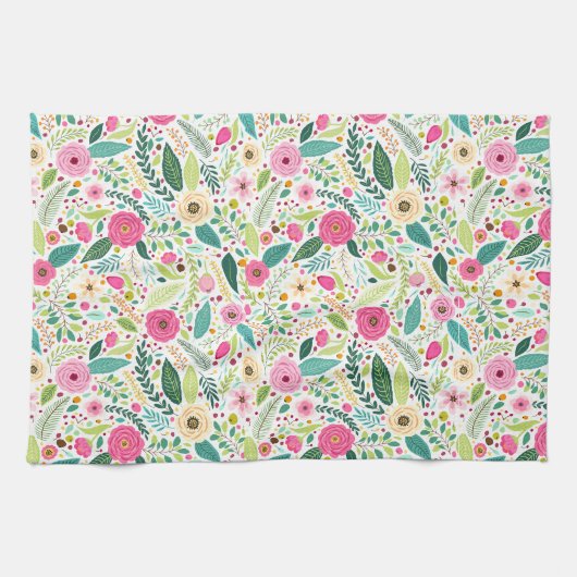 Linge De Cuisine Boho Whimsical Rosier rose (Horizontal)