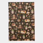 Linge De Cuisine Bois Automne Animaux Sombre Automne Renard Chouett (Vertical)