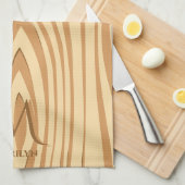 Linge De Cuisine Bois Brown rustique Nom initial (Quart Plié)