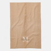 Linge De Cuisine Bois brun clair grain Monogramme personnalisé (Vertical)