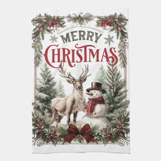 Linge De Cuisine Bois de Noël (Vertical)