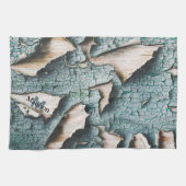 Linge De Cuisine Bois de peinture bleu vieux rustique vert sur mesu (Horizontal)