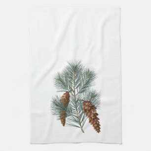 Linge De Cuisine Bois d'hiver rustique cônes et branches de pin