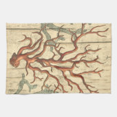 Linge De Cuisine Bois et petit corail (Horizontal)