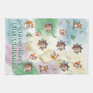 Linge De Cuisine Bois Première photo de Noël Couverture bébé