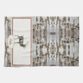 Linge De Cuisine Bois rustique Elk / Reindeer Famille Monogramme ta (Horizontal)