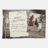 Linge De Cuisine Bois rustique Vieux papier Script de Noël Photo (Horizontal)