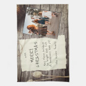 Linge De Cuisine Bois rustique Vieux papier Script de Noël Photo (Vertical)