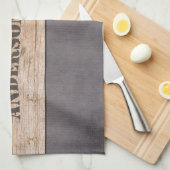 Linge De Cuisine Bois sur Arrière - plan foncé, Nom de famille (Quart Plié)