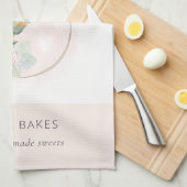 Linge De Cuisine Bois Whisk Blush Aquarelle Floral Chef Logo (Quart Plié)