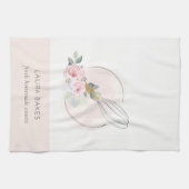 Linge De Cuisine Bois Whisk Blush Aquarelle Floral Chef Logo (Horizontal)
