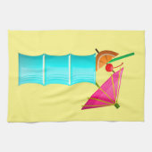 Linge De Cuisine Boisson tropicale cocktail hawaïen jaune bleu rose (Horizontal)