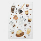 Linge De Cuisine Boissons De Café Aquarelle Du Monde Entier (Vertical)