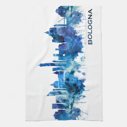 Linge De Cuisine Bologne Italie Skyline Bleu (Vertical)