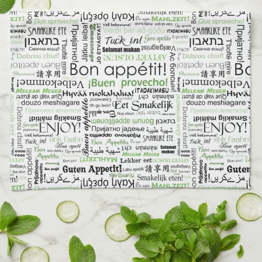 Linge De Cuisine Bon appetit dans d'autres langues - vert (Plié)
