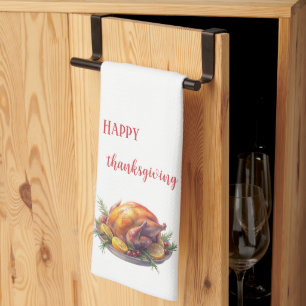 Linge De Cuisine Bon thanksgiving aquarelle, cadeau de dinde rôtie