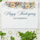 Linge De Cuisine Bon thanksgiving Blue Orange Gold Citrouilles (Plié)