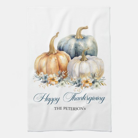Linge De Cuisine Bon thanksgiving Blue Orange Gold Citrouilles (Vertical)