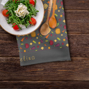 Linge De Cuisine Bon thanksgiving légumes motif gris