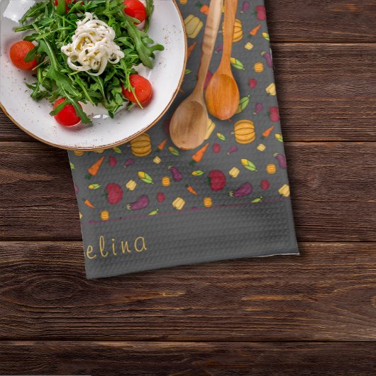 Linge De Cuisine Bon thanksgiving légumes motif gris