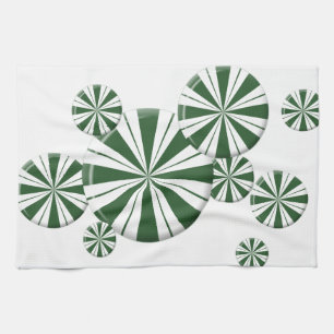 Linge De Cuisine Bonbon rayé à la menthe verte