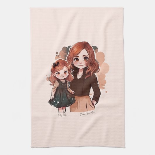Linge De Cuisine Bond adorable maman et fille (2) (Vertical)