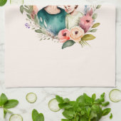 Linge De Cuisine Bond adorable maman et fille - Cadre floral (4) (Plié)