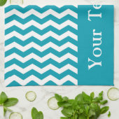 Linge De Cuisine Bondi Blue Wave Chevron personnalisable (Plié)