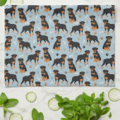 Linge De Cuisine Bones et pattes de chien Rottweiler (Plié)
