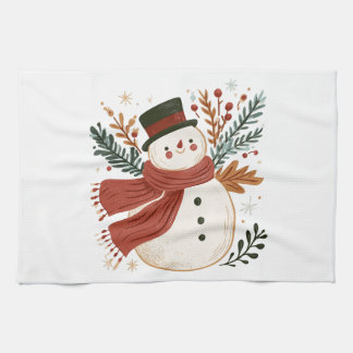 Linge De Cuisine Bonhomme de neige avec chapeau haut-de-forme et éc