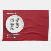 Linge De Cuisine Bonhomme de neige de vacances sur une assiette bla (Horizontal)