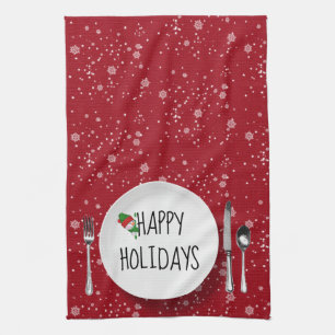 Linge De Cuisine Bonhomme de neige et flocons de neige de vacances