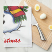 Linge De Cuisine Bonhomme de neige et oiseau bleu mignons (Quart Plié)