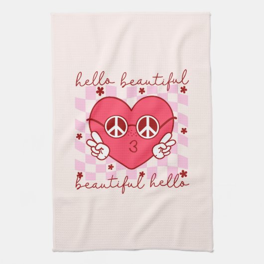 Linge De Cuisine Bonjour belle | Cute et coeur (Vertical)