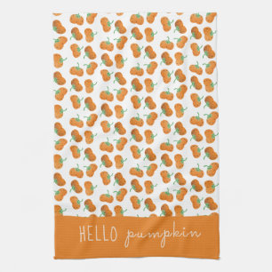 Linge De Cuisine Bonjour Citrouille Motif Automne Orange Vert