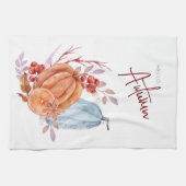 Linge De Cuisine Bonjour Citrouilles d'aquarelle d'automne (Horizontal)