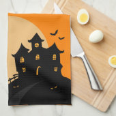Linge De Cuisine Bonne sorcière d'Halloween sur un balai (Quart Plié)