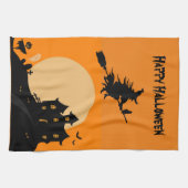 Linge De Cuisine Bonne sorcière d'Halloween sur un balai (Horizontal)