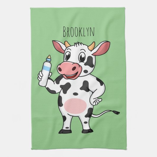 Linge De Cuisine Bonne vache avec dessin animé de biberon (Vertical)