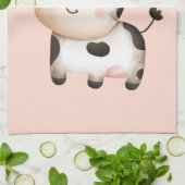 Linge De Cuisine Bonne vache dans un Casquette rouge mignon (Plié)