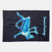 Linge De Cuisine Bonnes Fêtes - Caribou bleu (rennes) (Horizontal)