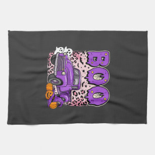Linge De Cuisine Boo Halloween Camion Violet Fantôme et Citrouilles