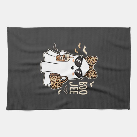 Linge De Cuisine Boo Jee Cute Ghost Halloween Leopard Design_1 (Horizontal)