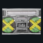 Linge De Cuisine Boombox de la Jamaïque<br><div class="desc">Bonjour,  ces école de conception vieille et cool représentez un boombox vintage couplé avec le drapeau de la Jamaïque. Drôle et butin elle vous suivra partout !</div>